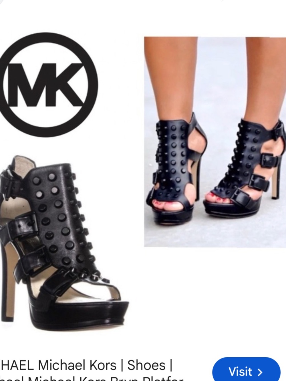 Michael Kors Black Studded Leather Platform Sandals 6